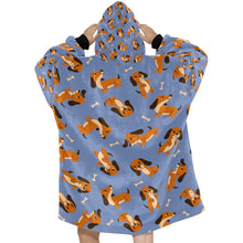 Load image into Gallery viewer, Playful Chocolate and Tan Dachshunds Blanket Hoodie-Blanket-Apparel, Blanket Hoodie, Blankets, Dachshund, Dog Mom Gifts-27