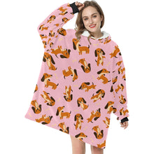 Load image into Gallery viewer, Playful Chocolate and Tan Dachshunds Blanket Hoodie-Blanket-Apparel, Blanket Hoodie, Blankets, Dachshund, Dog Mom Gifts-2