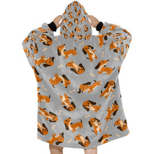 Load image into Gallery viewer, Playful Chocolate and Tan Dachshunds Blanket Hoodie-Blanket-Apparel, Blanket Hoodie, Blankets, Dachshund, Dog Mom Gifts-36