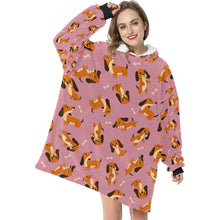 Load image into Gallery viewer, Playful Chocolate and Tan Dachshunds Blanket Hoodie-Blanket-Apparel, Blanket Hoodie, Blankets, Dachshund, Dog Mom Gifts-3