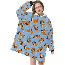 Load image into Gallery viewer, Playful Chocolate and Tan Dachshunds Blanket Hoodie-Blanket-Apparel, Blanket Hoodie, Blankets, Dachshund, Dog Mom Gifts-4