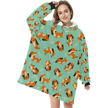 Load image into Gallery viewer, Playful Chocolate and Tan Dachshunds Blanket Hoodie-Blanket-Apparel, Blanket Hoodie, Blankets, Dachshund, Dog Mom Gifts-6