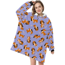 Load image into Gallery viewer, Playful Chocolate and Tan Dachshunds Blanket Hoodie-Blanket-Apparel, Blanket Hoodie, Blankets, Dachshund, Dog Mom Gifts-7