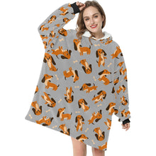 Load image into Gallery viewer, Playful Chocolate and Tan Dachshunds Blanket Hoodie-Blanket-Apparel, Blanket Hoodie, Blankets, Dachshund, Dog Mom Gifts-8