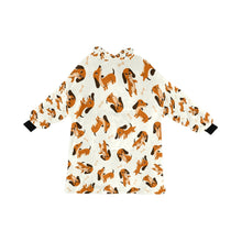 Load image into Gallery viewer, Playful Chocolate and Tan Dachshunds Blanket Hoodie-Blanket-Apparel, Blanket Hoodie, Blankets, Dachshund, Dog Mom Gifts-Ivory White-ONE SIZE-13