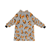 Load image into Gallery viewer, Playful Chocolate and Tan Dachshunds Blanket Hoodie-Blanket-Apparel, Blanket Hoodie, Blankets, Dachshund, Dog Mom Gifts-Parisian Gray-ONE SIZE-34