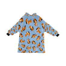Load image into Gallery viewer, Playful Chocolate and Tan Dachshunds Blanket Hoodie-Blanket-Apparel, Blanket Hoodie, Blankets, Dachshund, Dog Mom Gifts-Sky Blue-ONE SIZE-22