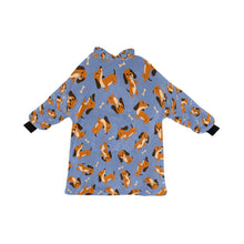 Load image into Gallery viewer, Playful Chocolate and Tan Dachshunds Blanket Hoodie-Blanket-Apparel, Blanket Hoodie, Blankets, Dachshund, Dog Mom Gifts-Slate Blue-ONE SIZE-25