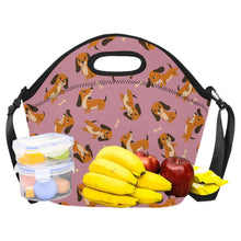 Load image into Gallery viewer, Playful Chocolate and Tan Dachshunds Neoprene Lunch Bag-21