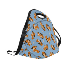 Load image into Gallery viewer, Playful Chocolate and Tan Dachshunds Neoprene Lunch Bag-12