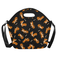 Load image into Gallery viewer, Playful Chocolate and Tan Dachshunds Neoprene Lunch Bag-Midnight Black-ONESIZE-10