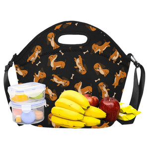 Playful Chocolate and Tan Dachshunds Neoprene Lunch Bag-25