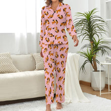 Load image into Gallery viewer, Playful Chocolate and Tan Dachshunds Pajamas Set for Women-Pajamas-Apparel, Christmas, Dachshund, Dog Mom Gifts, Pajamas-14
