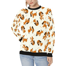 Load image into Gallery viewer, Playful Chocolate and Tan Dachshunds Sweatshirt for Women-Ivory White-XS-1
