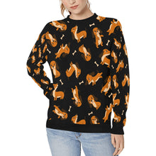 Load image into Gallery viewer, Playful Chocolate and Tan Dachshunds Sweatshirt for Women-Midnight Black-XS-32
