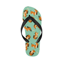 Load image into Gallery viewer, Playful Chocolate and Tan Dachshunds Unisex Slippers-Footwear-Accessories, Dachshund, Dog Mom Gifts, Slippers-23
