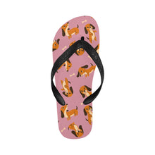 Load image into Gallery viewer, Playful Chocolate and Tan Dachshunds Unisex Slippers-Footwear-Accessories, Dachshund, Dog Mom Gifts, Slippers-Dusty Pink-S-16