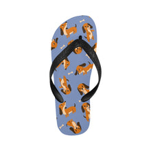 Load image into Gallery viewer, Playful Chocolate and Tan Dachshunds Unisex Slippers-Footwear-Accessories, Dachshund, Dog Mom Gifts, Slippers-Slate Blue-S-20