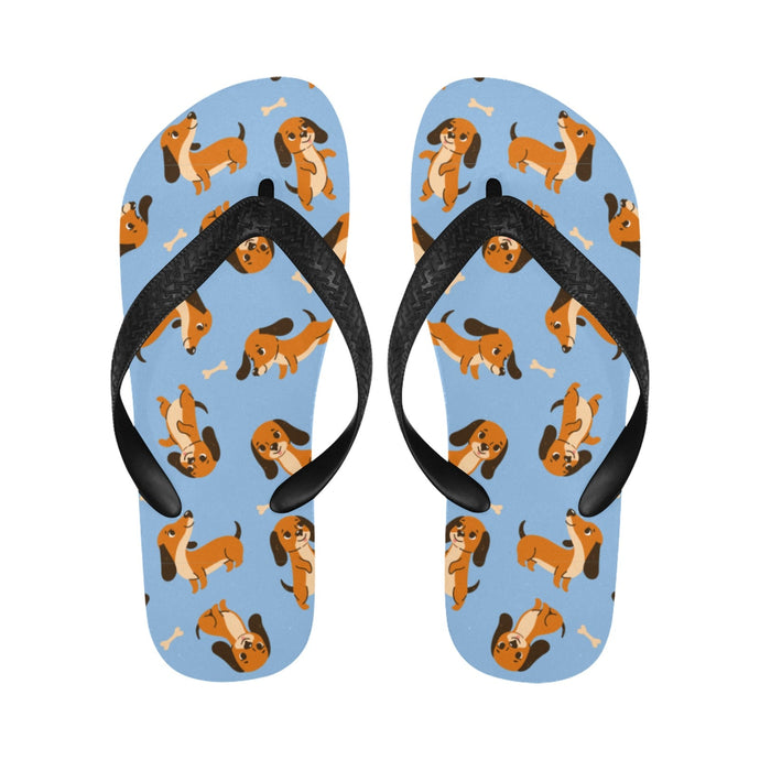 Playful Chocolate and Tan Dachshunds Unisex Slippers-Footwear-Accessories, Dachshund, Dog Mom Gifts, Slippers-1
