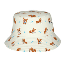 Load image into Gallery viewer, Playful Corgi Adventures and Treats Bucket Hat-Hats &amp; Caps-Ivory White-One Size-33