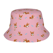 Load image into Gallery viewer, Playful Corgi Adventures and Treats Bucket Hat-Hats &amp; Caps-Light Pink-One Size-49