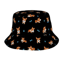 Load image into Gallery viewer, Playful Corgi Adventures and Treats Bucket Hat-Hats &amp; Caps-Midnight Black-One Size-9