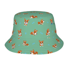 Load image into Gallery viewer, Playful Corgi Adventures and Treats Bucket Hat-Hats &amp; Caps-Mint Green-One Size-25