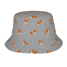 Load image into Gallery viewer, Playful Corgi Adventures and Treats Bucket Hat-Hats &amp; Caps-Parisian Gray-One Size-41