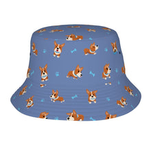 Load image into Gallery viewer, Playful Corgi Adventures and Treats Bucket Hat-Hats &amp; Caps-Slate Blue-One Size-17