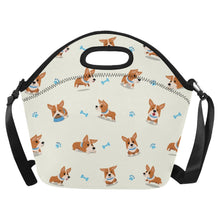 Load image into Gallery viewer, Playful Corgi Adventures &amp; Treats Neoprene Lunch Bag-Ivory-ONESIZE-1