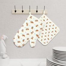 Load image into Gallery viewer, Playful Corgi Adventures &amp; Treats Oven Mitts and Pot Holder Set-Kitchen Decor-Accessories,Corgi,Dog Mom Gifts-4
