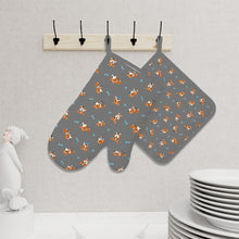 Load image into Gallery viewer, Playful Corgi Adventures &amp; Treats Oven Mitts and Pot Holder Set-Kitchen Decor-Accessories,Corgi,Dog Mom Gifts-5