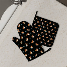 Load image into Gallery viewer, Playful Corgi Adventures &amp; Treats Oven Mitts and Pot Holder Set-Kitchen Decor-Accessories,Corgi,Dog Mom Gifts-3