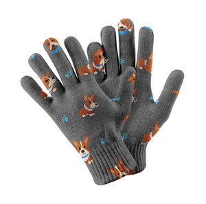 Playful Corgi Adventures & Treats Touch Screen Gloves-Accessories-Accessories, Dog Dad Gifts, Dog Mom Gifts, Gloves-Gray-2