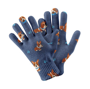 Playful Corgi Adventures & Treats Touch Screen Gloves-Accessories-Accessories, Dog Dad Gifts, Dog Mom Gifts, Gloves-Navy-3