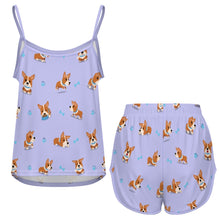 Load image into Gallery viewer, Playful Corgi Adventures &amp; Treats Women's Cami and Shorts Pajama Set-19