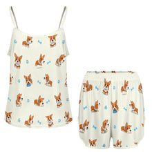 Load image into Gallery viewer, Playful Corgi Adventures &amp; Treats Women's Cami and Shorts Pajama Set-6