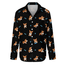 Load image into Gallery viewer, Playful Corgi Adventures &amp; Treats Women's Shirt-S-Black7-23