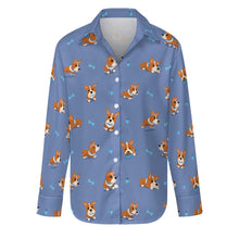 Load image into Gallery viewer, Playful Corgi Adventures &amp; Treats Women's Shirt-S-CornflowerBlue-4