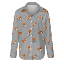 Load image into Gallery viewer, Playful Corgi Adventures &amp; Treats Women's Shirt-S-DarkGray-14