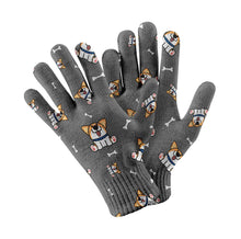 Load image into Gallery viewer, Playful Corgi Antics Touch Screen Gloves-Accessories-Accessories,Dog Dad Gifts,Dog Mom Gifts,Gloves-Gray-1