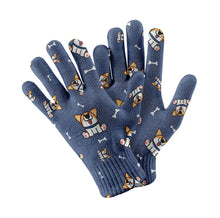 Load image into Gallery viewer, Playful Corgi Antics Touch Screen Gloves-Accessories-Accessories,Dog Dad Gifts,Dog Mom Gifts,Gloves-Navy-4