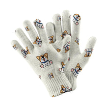 Load image into Gallery viewer, Playful Corgi Antics Touch Screen Gloves-Accessories-Accessories,Dog Dad Gifts,Dog Mom Gifts,Gloves-White-2