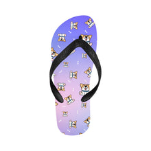 Load image into Gallery viewer, Playful Corgi Antics Unisex Slippers - 7 Gradients-Footwear-Accessories,Corgi,Dog Dad Gifts,Dog Mom Gifts,Slippers-Lavender Bliss-S-12