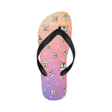 Load image into Gallery viewer, Playful Corgi Antics Unisex Slippers - 7 Gradients-Footwear-Accessories,Corgi,Dog Dad Gifts,Dog Mom Gifts,Slippers-Tropical Radiance-S-18