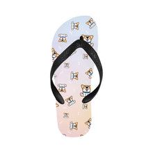 Load image into Gallery viewer, Playful Corgi Antics Unisex Slippers - 7 Gradients-Footwear-Accessories,Corgi,Dog Dad Gifts,Dog Mom Gifts,Slippers-Blush Horizon-S-24