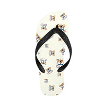 Load image into Gallery viewer, Playful Corgi Antics Unisex Slippers - 7 Gradients-Footwear-Accessories,Corgi,Dog Dad Gifts,Dog Mom Gifts,Slippers-Ivory White-S-26
