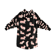 Load image into Gallery viewer, Playful Corgi Love Blanket Hoodie-Blanket-Apparel, Blanket Hoodie, Blankets, Corgi, Dog Mom Gifts-11