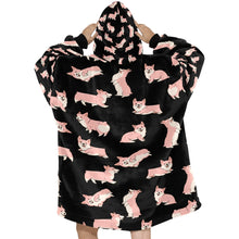 Load image into Gallery viewer, Playful Corgi Love Blanket Hoodie-Blanket-Apparel, Blanket Hoodie, Blankets, Corgi, Dog Mom Gifts-12