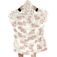 Load image into Gallery viewer, Playful Corgi Love Blanket Hoodie-Blanket-Apparel, Blanket Hoodie, Blankets, Corgi, Dog Mom Gifts-15
